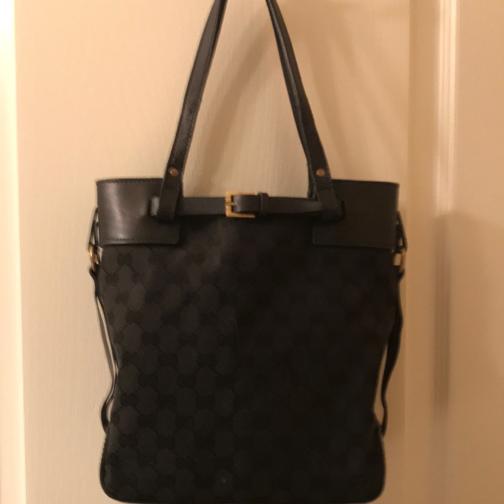 Vintage Gucci Black Monogram Canvas medium Tote